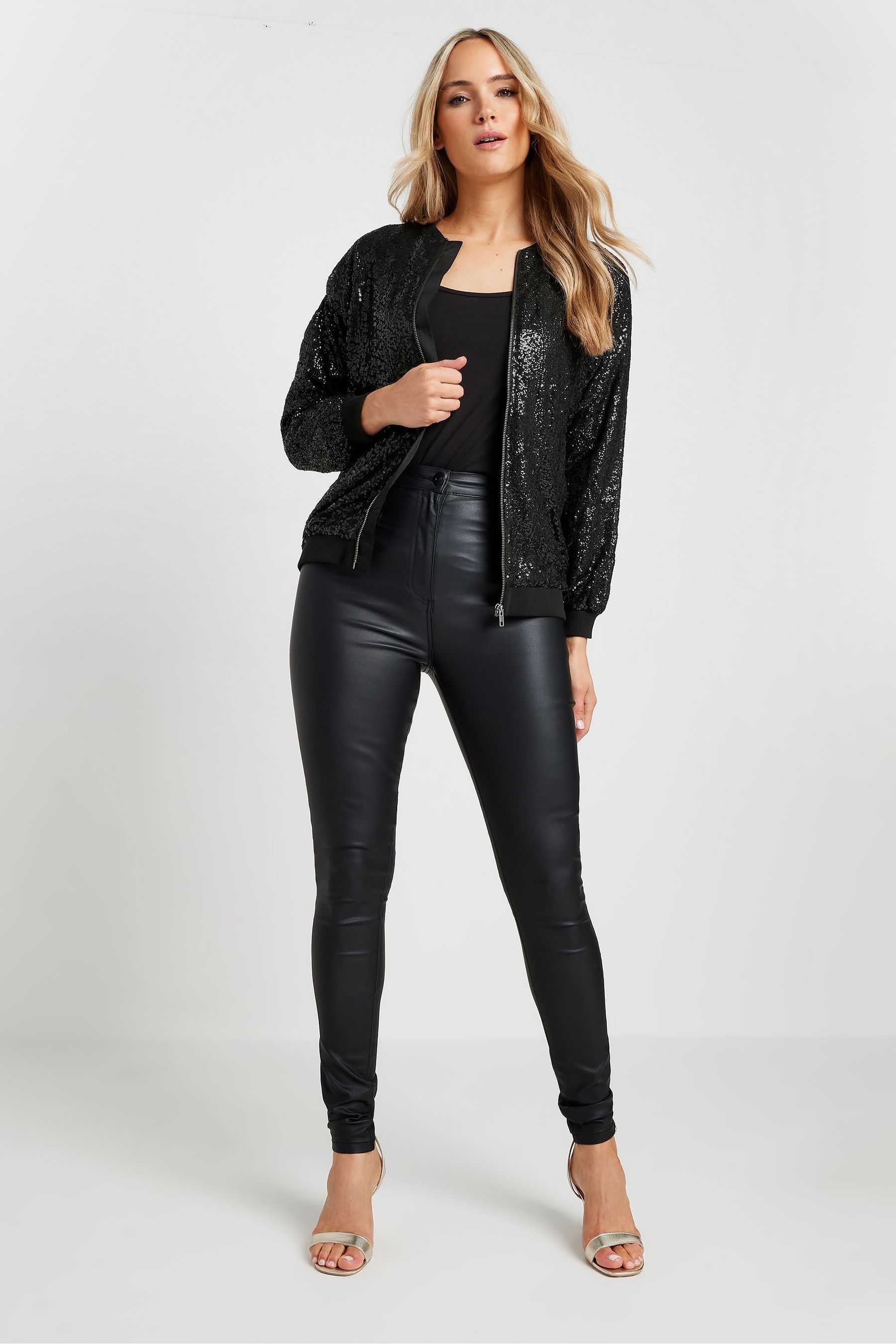 Buy Long Tall Sally Black Sequin Bomber Jacket from the Next UK online shop