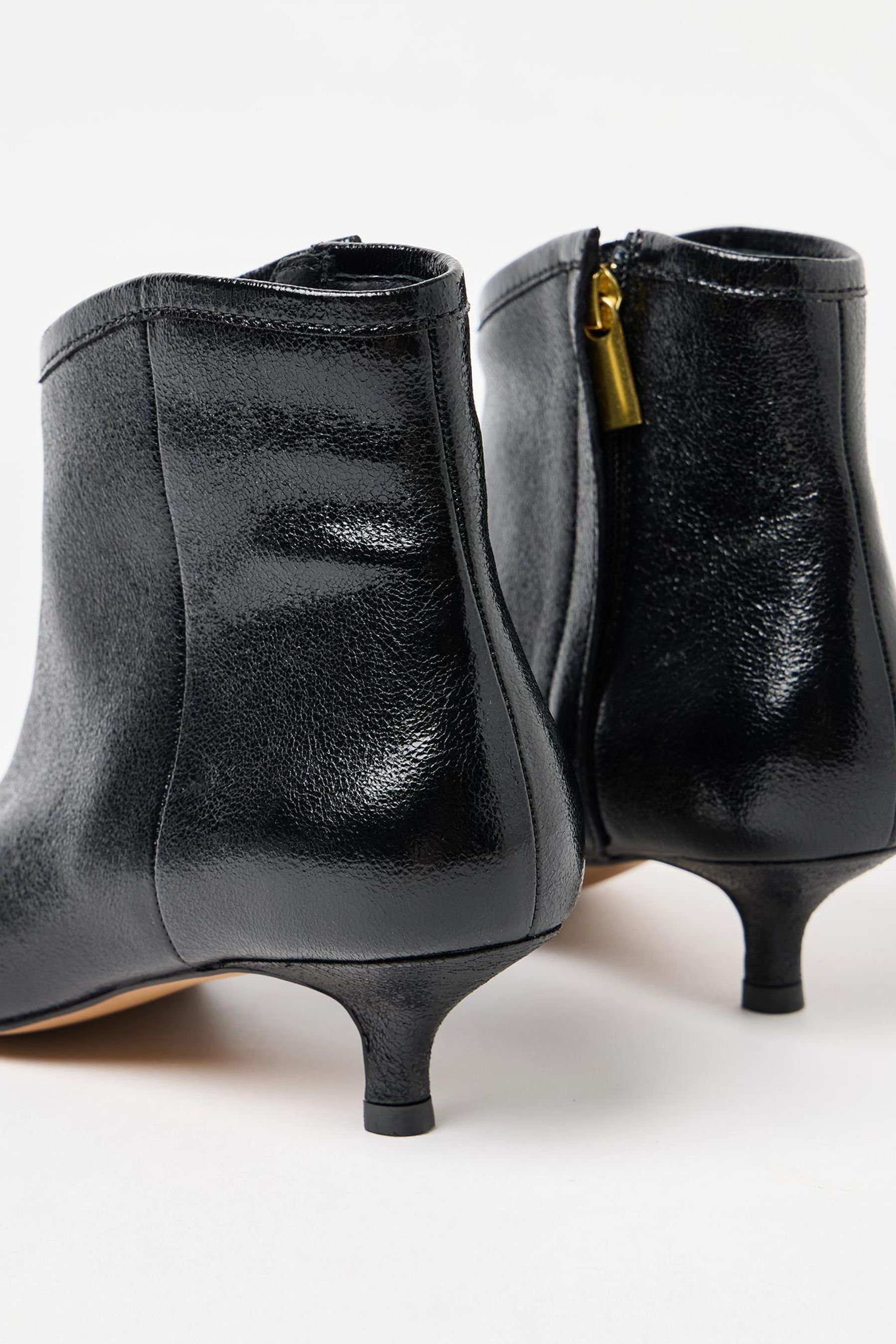 Buy Oliver Bonas Black Metallic Pointed Kitten Heel Ankle Boots from the Next UK online shop