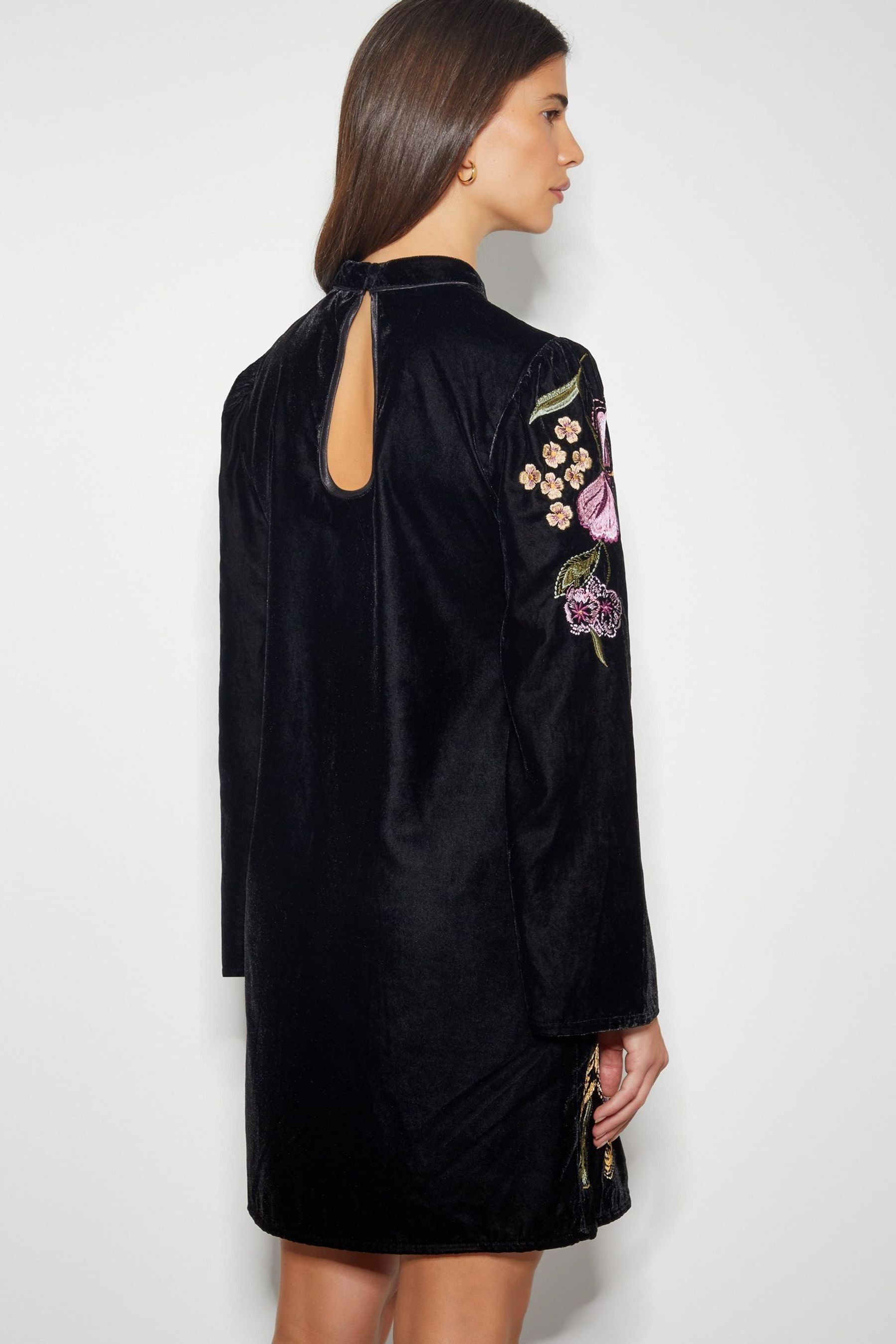 Buy Monsoon Black Freya Embroidered Velvet Tunic Dress from the Next UK online shop