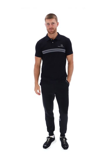 Sergio Tacchini Black New  Supermac 100% Cotton Polo Shirt