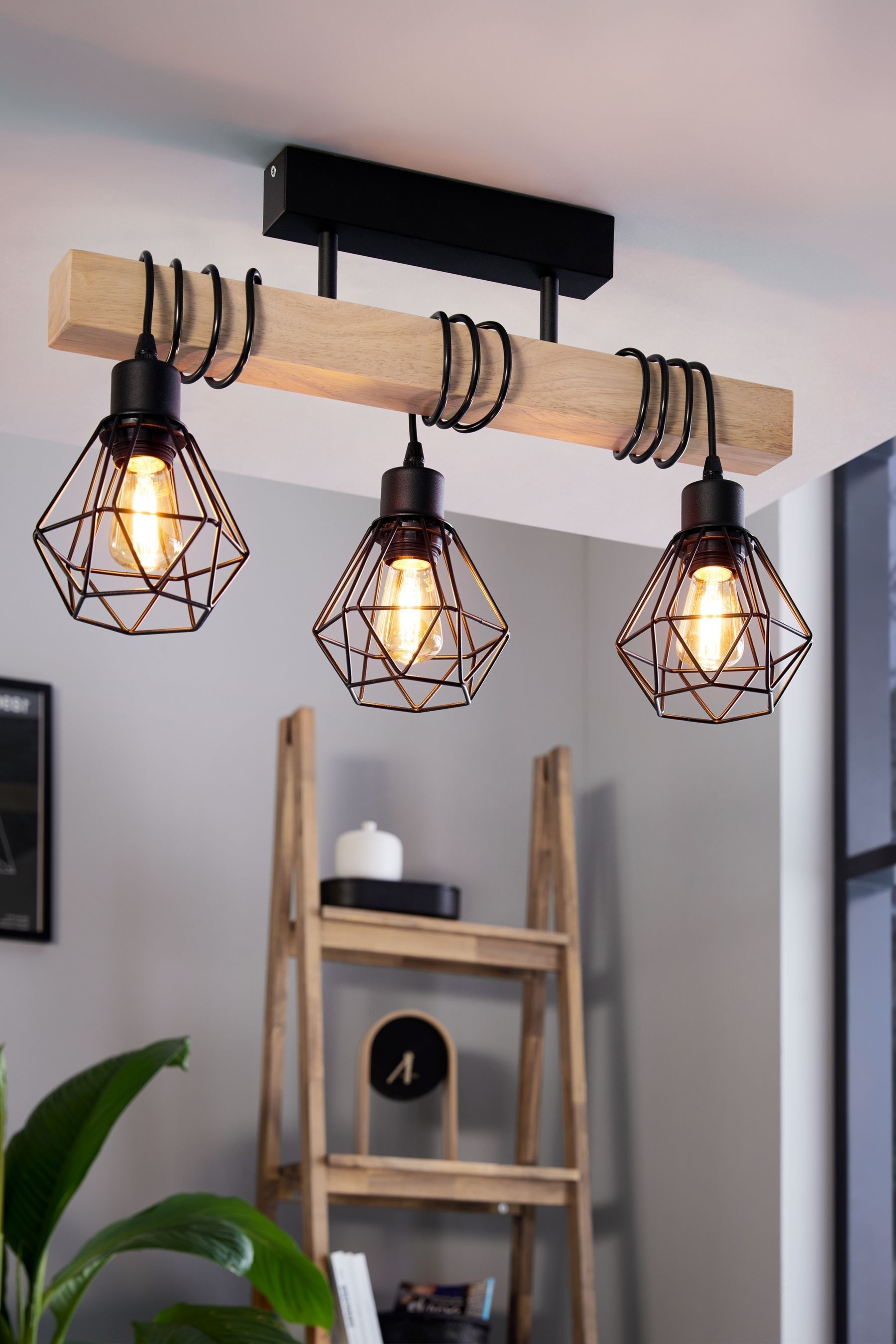 Caged store ceiling light