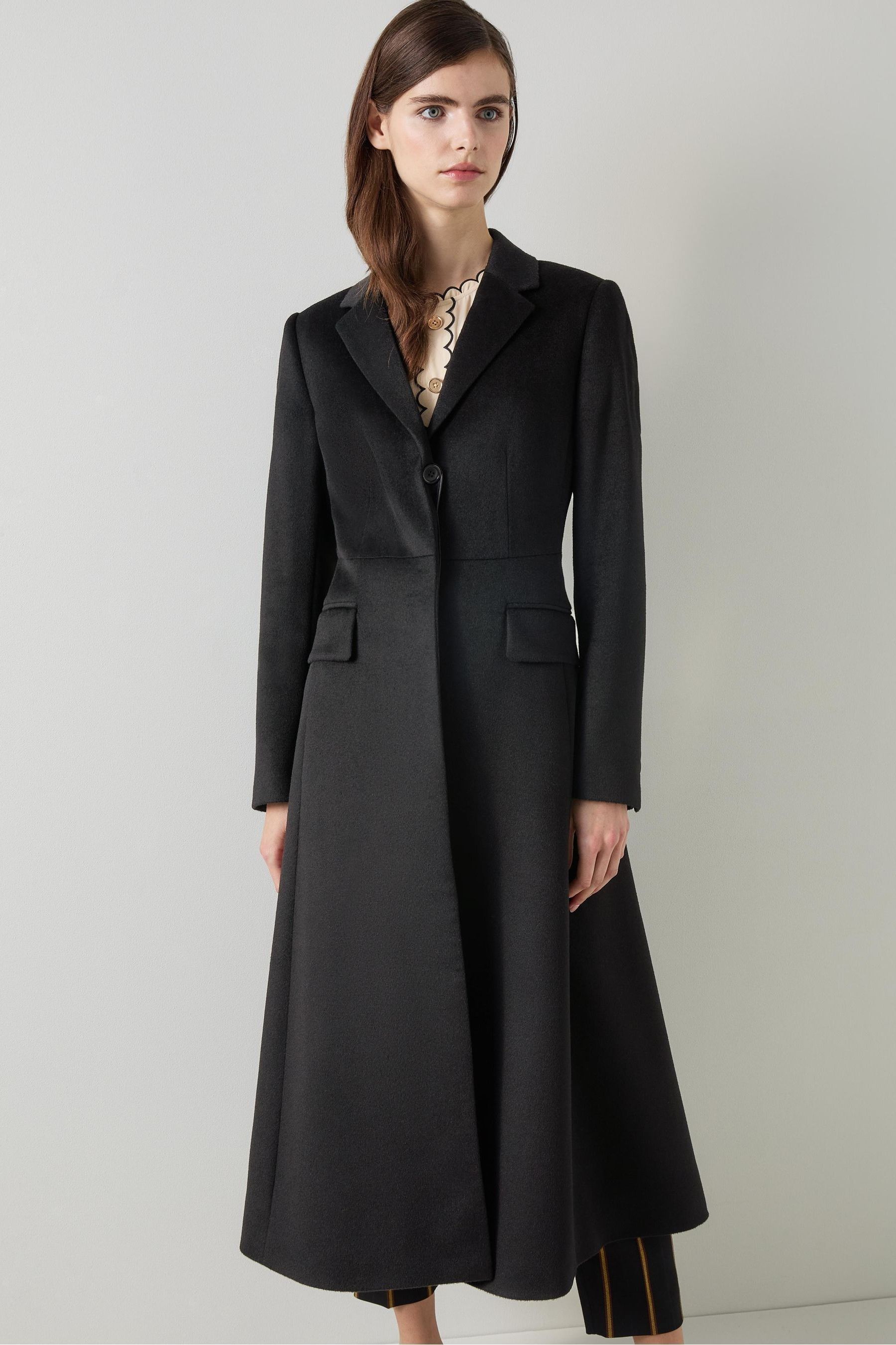 LK Bennett Black Christie Black Belted Wool Coat