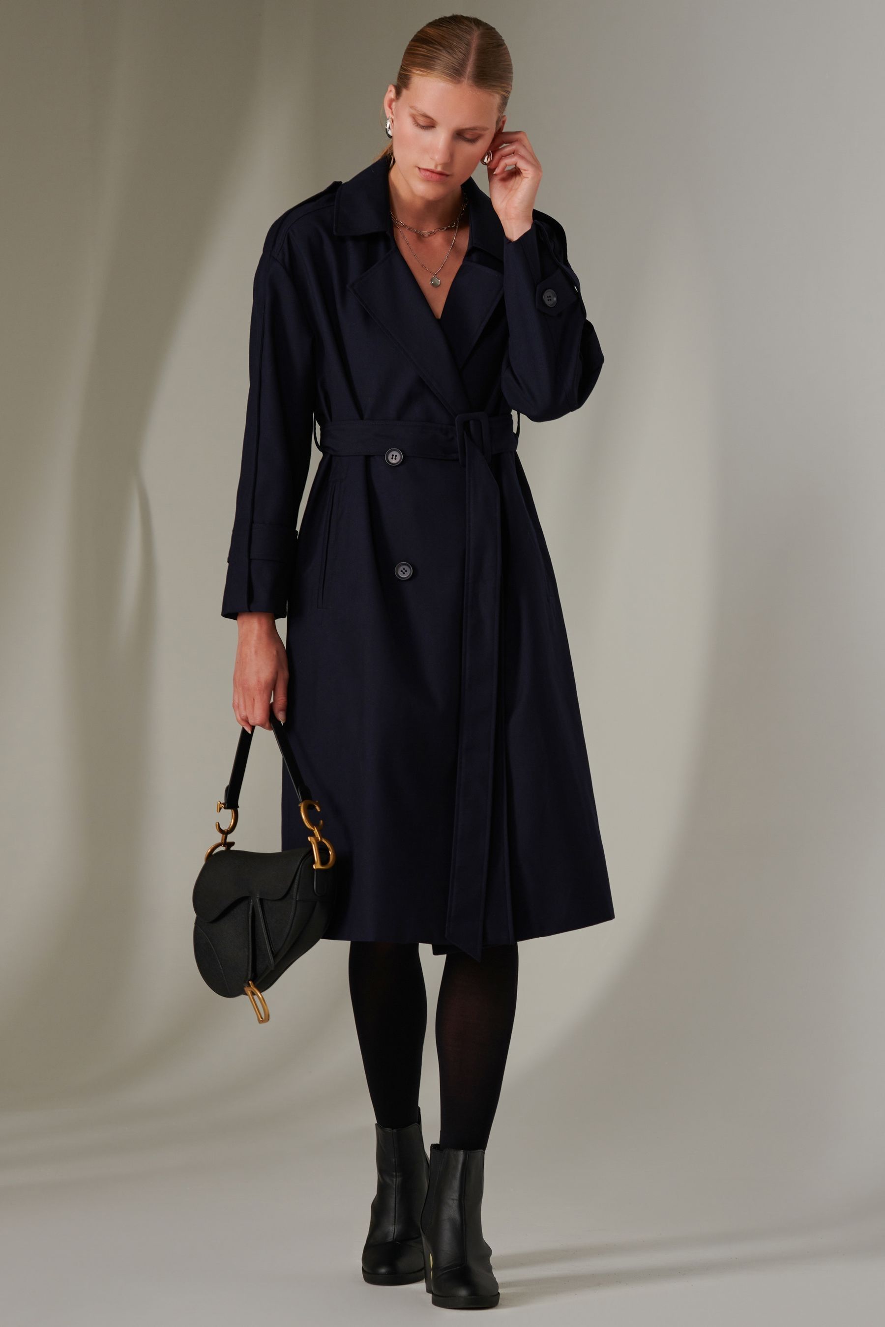 Buy Jolie Moi Blue Button Up Trench Coat from the Next UK online shop