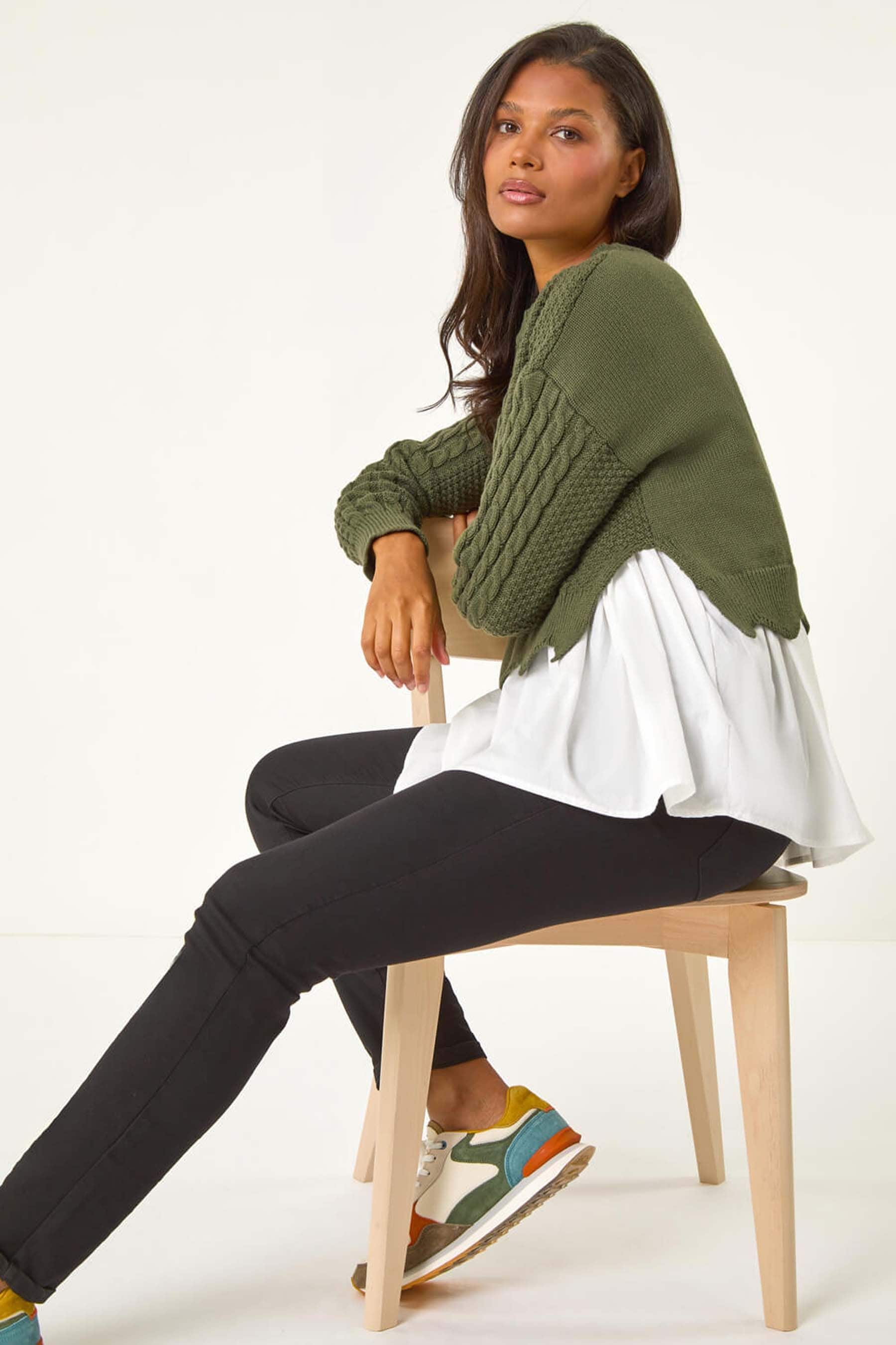Contrast 2 in 1 knit jumper top