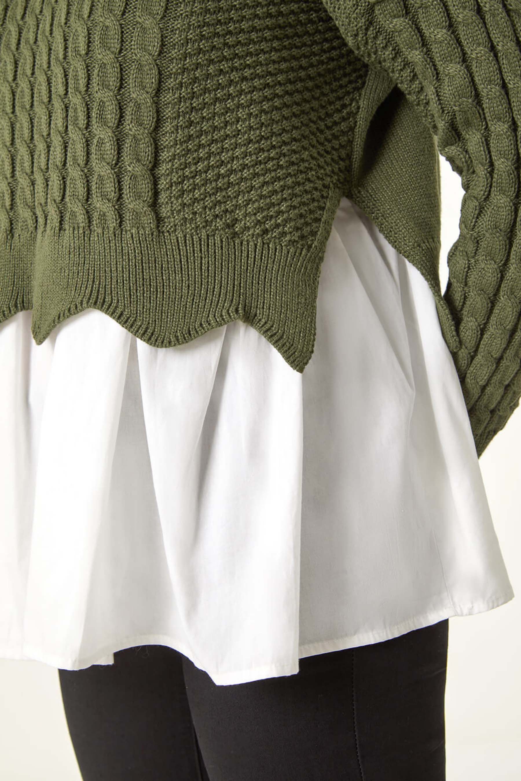 Roman Green 2 in 1 Contrast Cable Knit Jumper