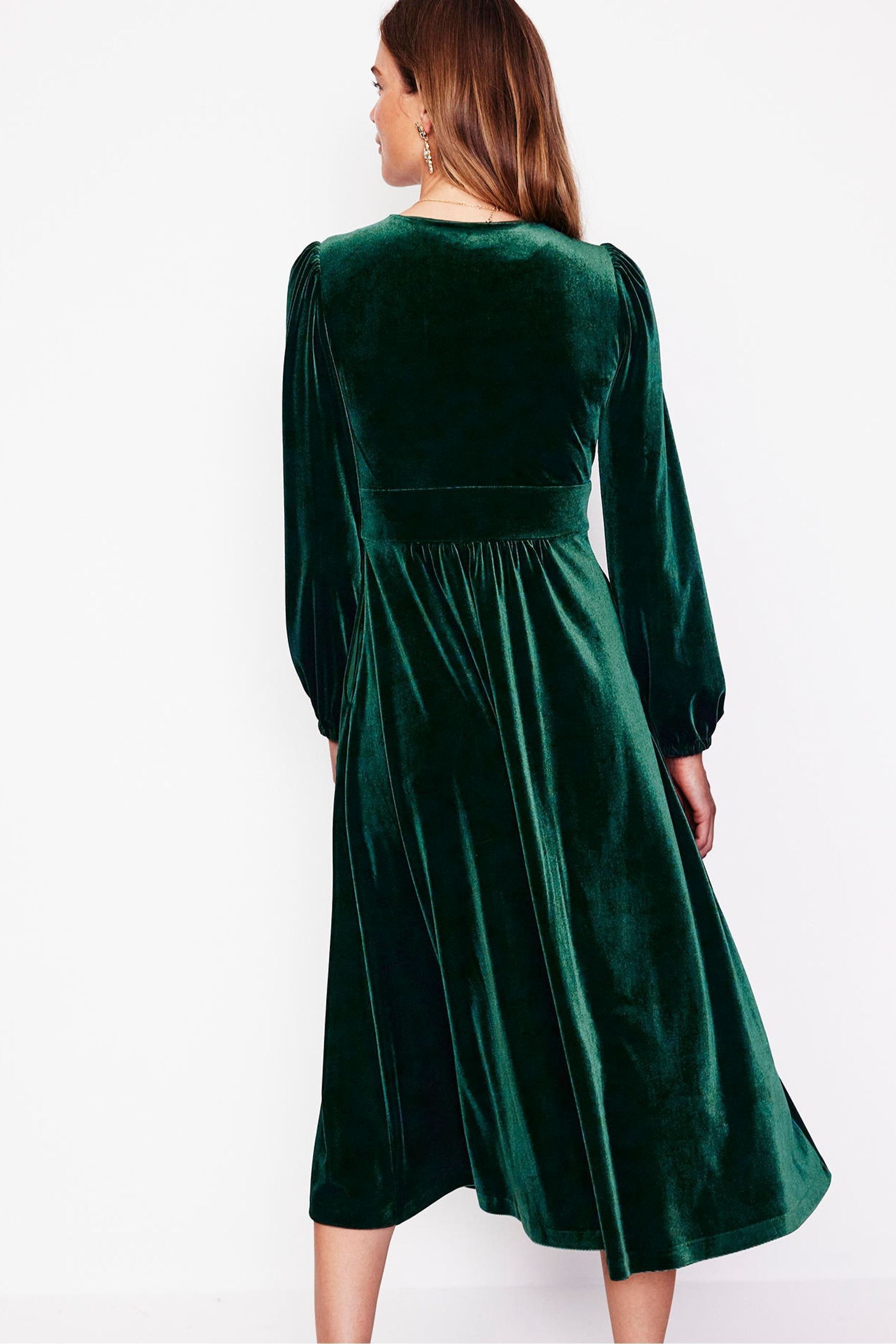 Buy Boden Green Jocelyn Velvet Tea Dress from the Next UK online shop
