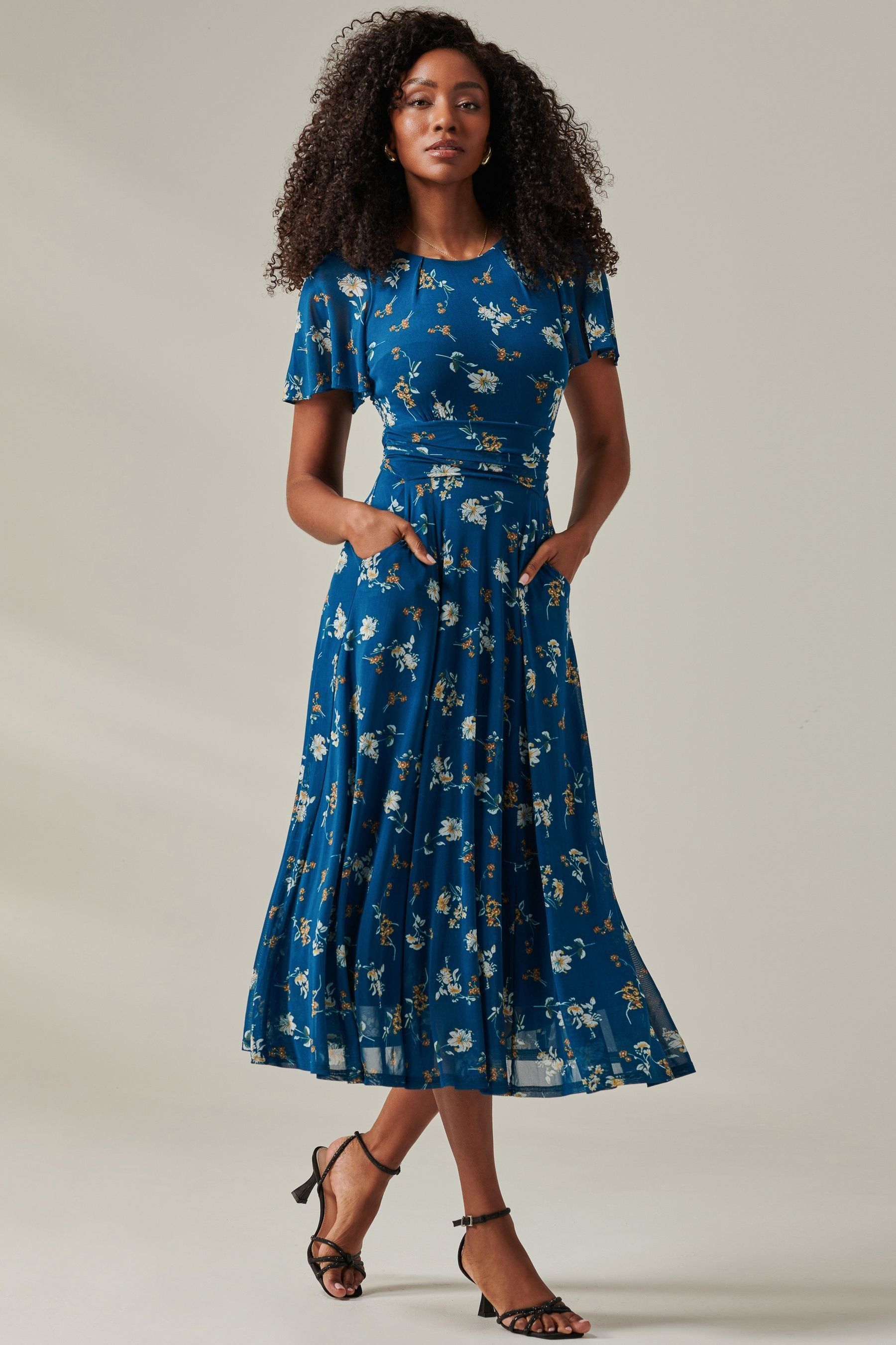 Floral mesh maxi dress online