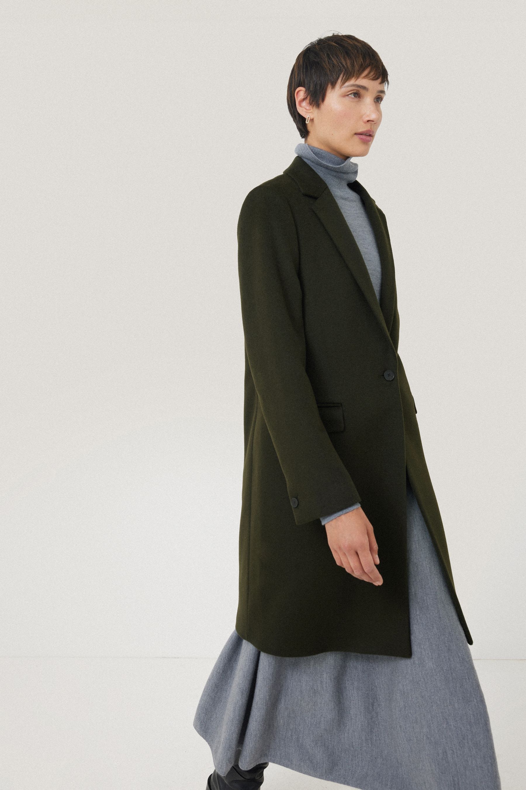 Buy Jigsaw Green Wool Relaxed City Coat from the Next UK online shop