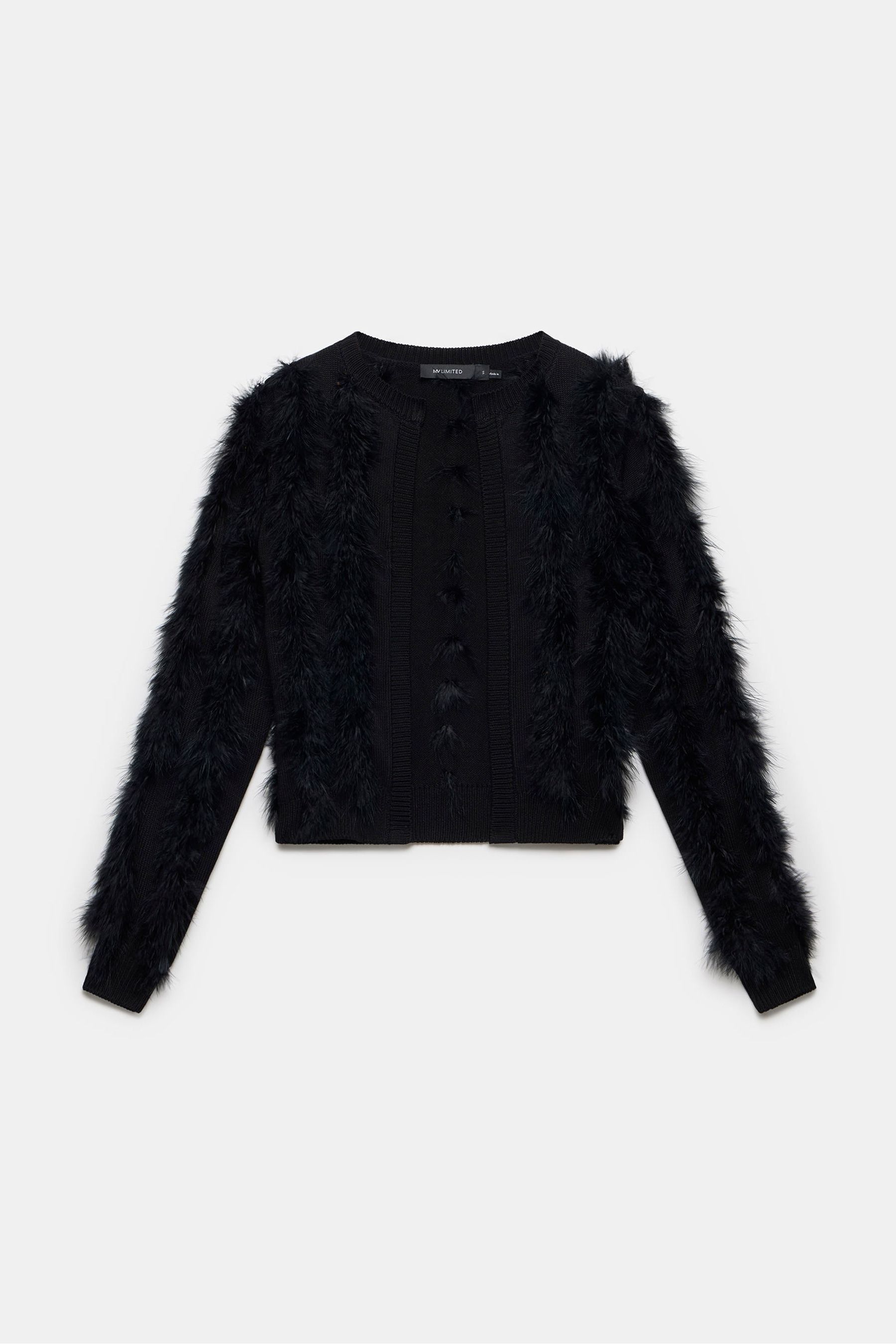 Mint Velvet Black Feather Shrug Cardigan