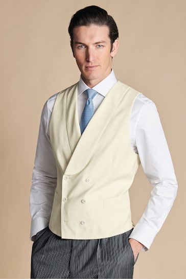 Charles Tyrwhitt Cream Adjustable Fit Morning V2 Suit: Waistcoat