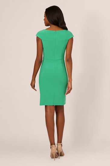 Adrianna Papell Green Pleated Layered Short Dress