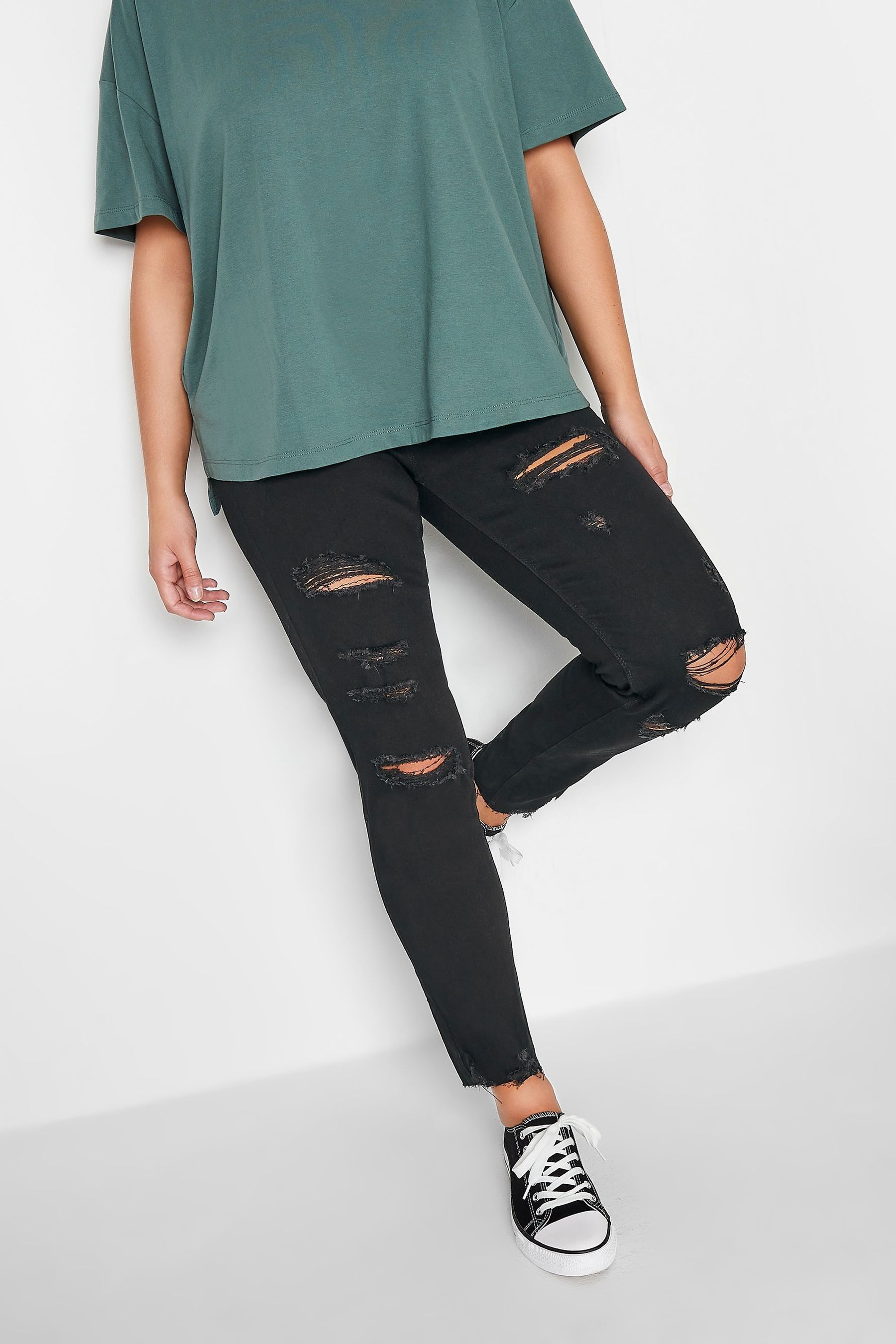 Black clearance destroyed jeggings