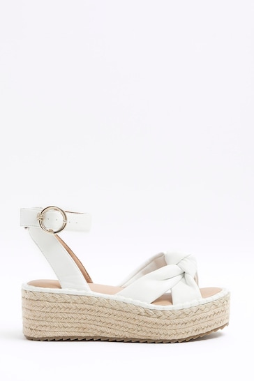 River Island White Wide Fit Espadrille Sandals