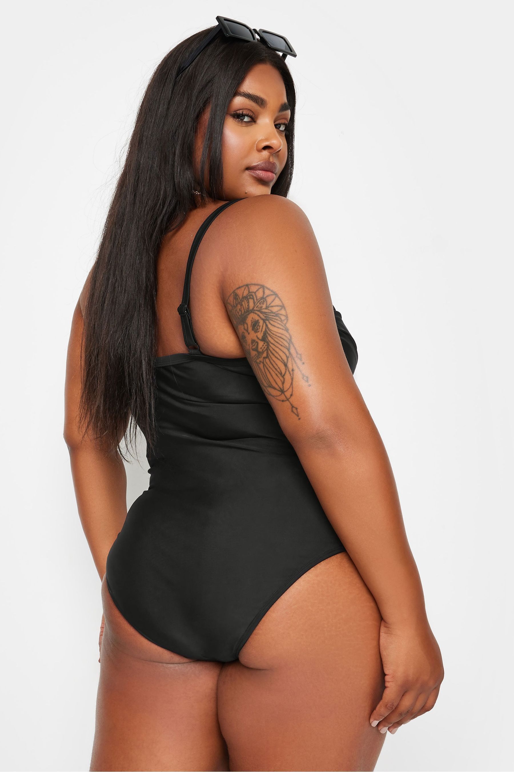 Buy Yours Curve Black Double Crossover Swimsuit from the Next UK online shop