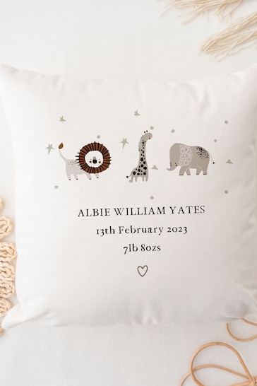 Personalised Safari Baby Cushion by Koko Blossom