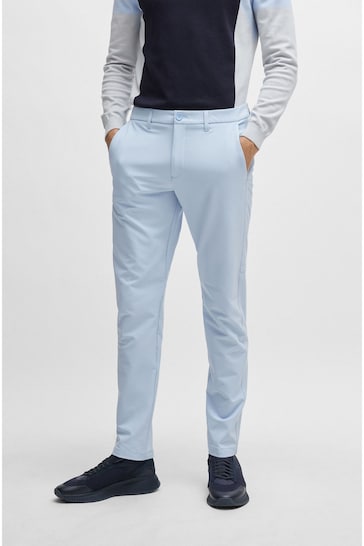 BOSS Light Blue Slim Fit Stretch Cotton Chino Trousers