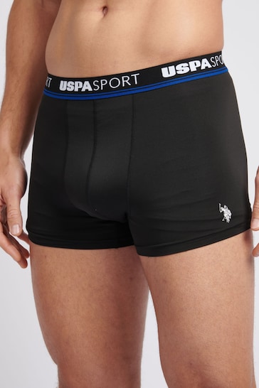 U.S. Polo Assn. Mens Sports Boxer Black Shorts 3 Pack