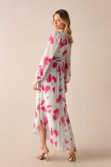 Ro&Zo Pink Stephanie Blurred Floral Midaxi Dress