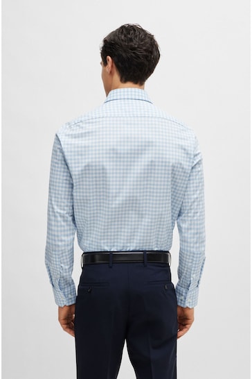BOSS Blue Regular-Fit Shirt In Easy-Iron Checked Cotton Poplin