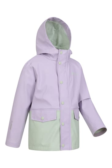 Mountain Warehouse Purple Kids Drizzle Waterproof PU Jacket