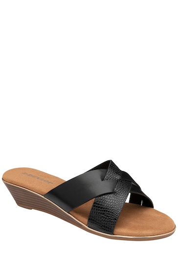 Dunlop Black Wedge Open-Toe Sandals