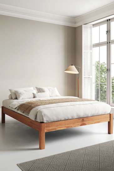 Get Laid Beds Cinnamon Tan Platform No Headboard Solid Wood Bed