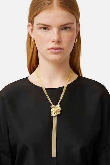 Jigsaw Gold Tone Crumpled Textured Necklace