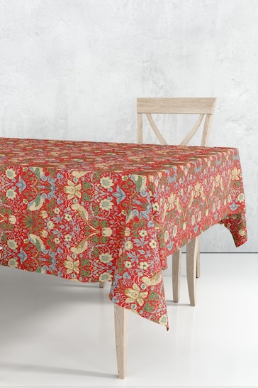 William Morris Gallery Red Strawberry Thief Table Cloth