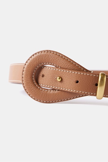 Mint Velvet Brown Leather Contrast Stitch Belt