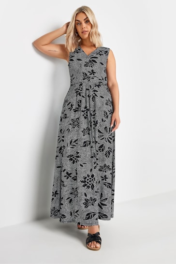 Yours Curve Black Abstract Floral Wrap Maxi Dress