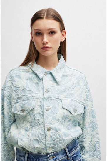 BOSS Blue BOSS Blue Cotton-Denim Jacket With Embroidered Pattern