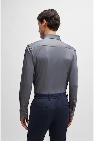BOSS Blue Slim-Fit Shirt In Structured Performance-Stretch Fabric