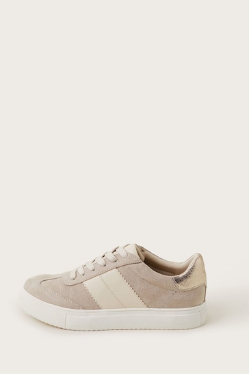 Monsoon Natural Faux Suede Trainers