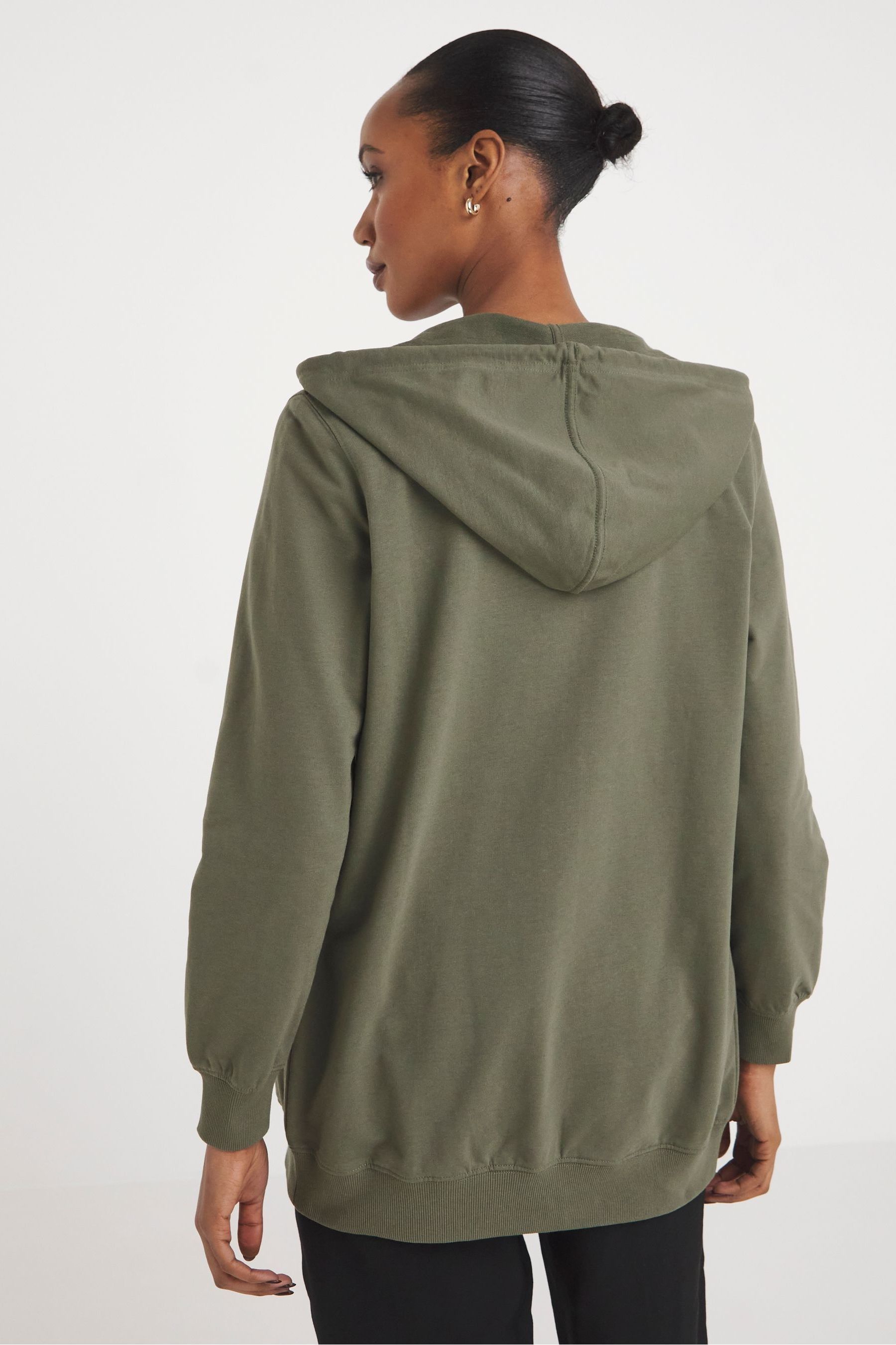 Buy JD Williams Green The Longline Zip Up Hoodie from the Next UK online shop