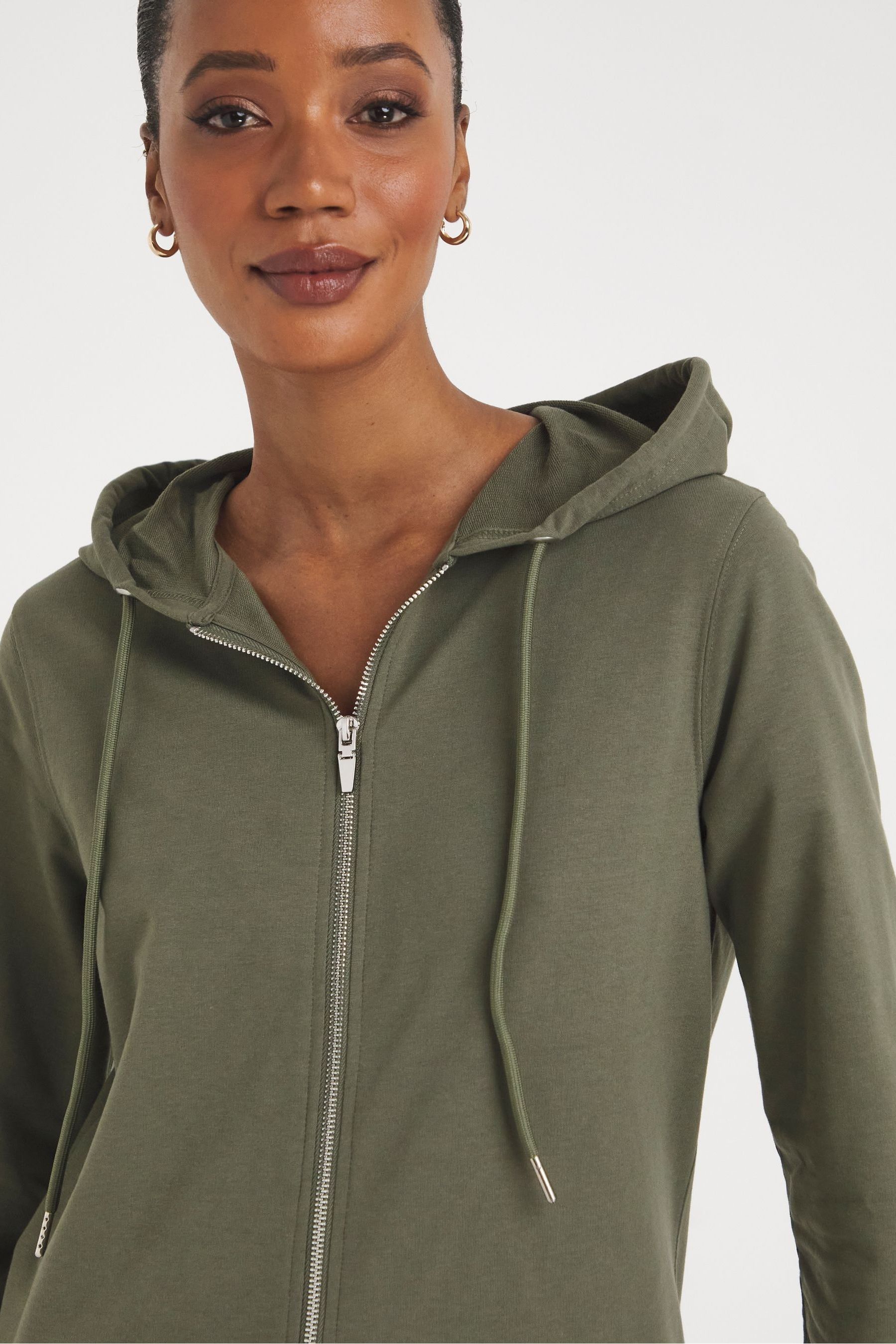 Buy JD Williams Green The Longline Zip Up Hoodie from the Next UK online shop
