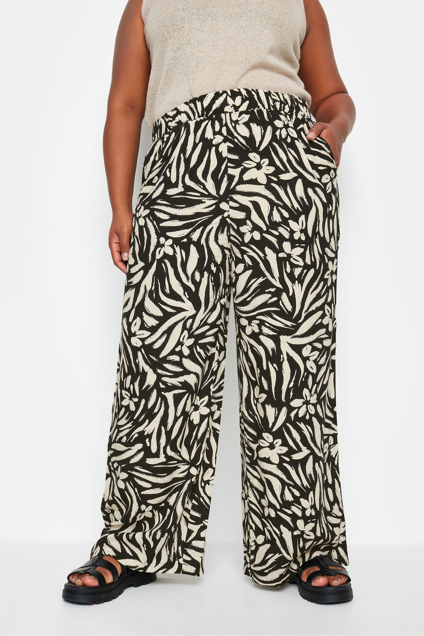 Black floral pants shop