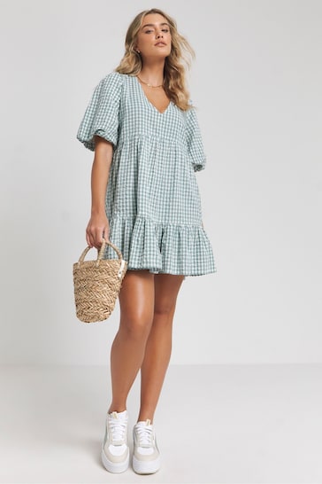 Simply Be Blue Gingham Smock Dress