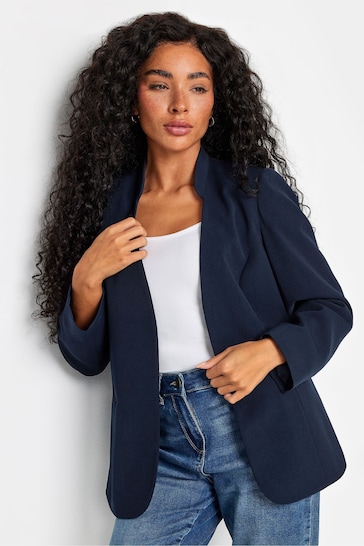 M&Co Blue Petite Collarless Fitted Blazer