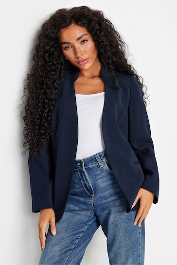 M&Co Blue Petite Collarless Fitted Blazer