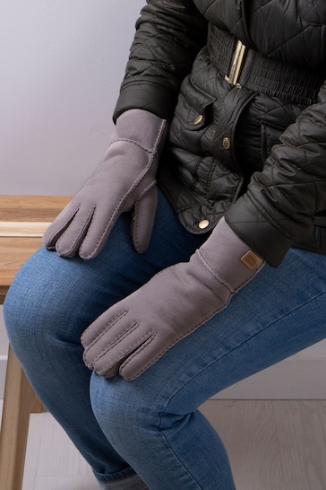 Just Sheepskin Grey Ladies Charlotte Gloves