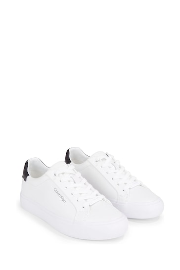 Calvin Klein Leather Lace-Up White Trainers