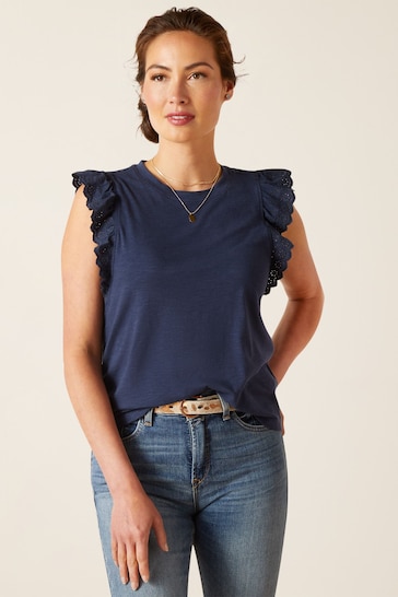 Ariat Blue Ludlow Navy Short Sleeve Top