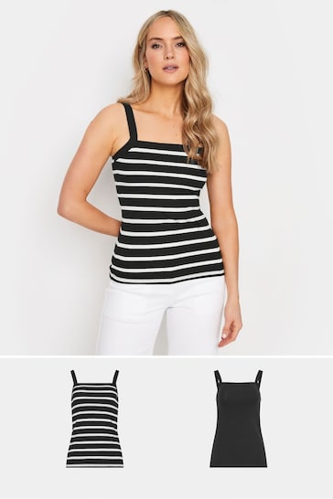 Long Tall Sally Black 2 PACK Striped Cami Tops