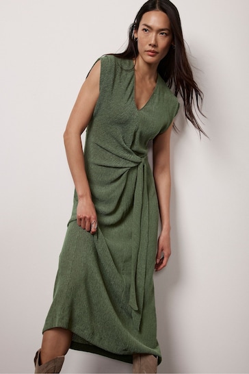 Mint Velvet Green Textured Midi Dress