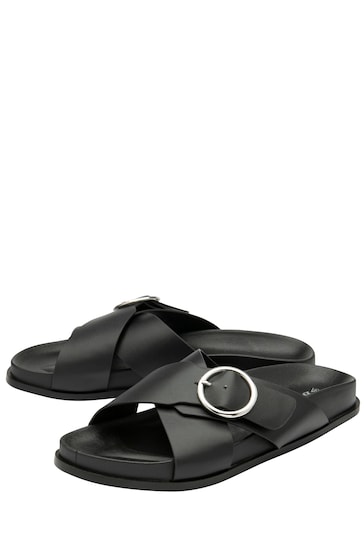 Dunlop Black Open-Toe Mule Sandals