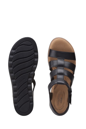 Clarks Black Wide Fit Leather Jillian Sandals