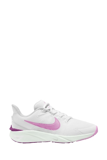 Nike White/Pink Youth Star Runner 4 Trainers