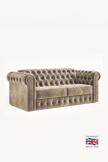 Jay-Be Luxe Velvet Mink Brown Chesterfield 3 Seater Sofa Bed