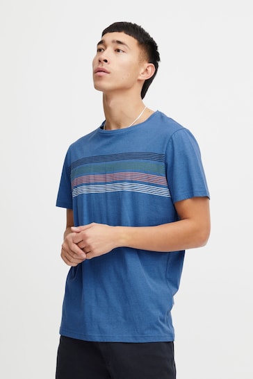 Blend Light Blue Denim Striped Short Sleeve T-Shirt
