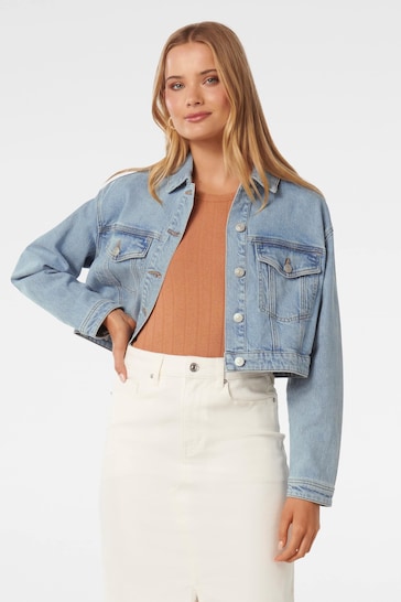 Forever New Blue Keira Cropped Jacket